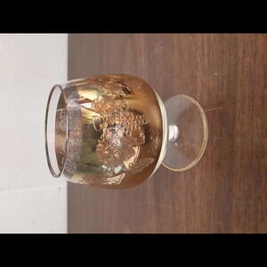 Crystal Brandy Snifter Gold Band Grape and Vine Pattern